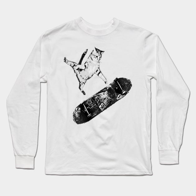 RAD SKATEBOARDING KICK FLIP CAT | SK8CAT Long Sleeve T-Shirt by MrWatanabe